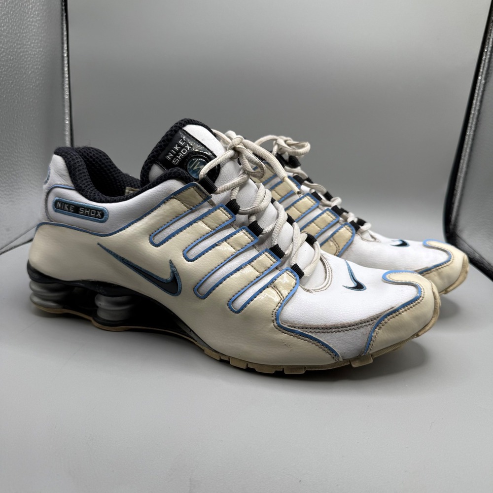 Nike Shox NZ 2008 White Sky Blue Black Running Shoes Mens 11.5 Y2K 309720-104